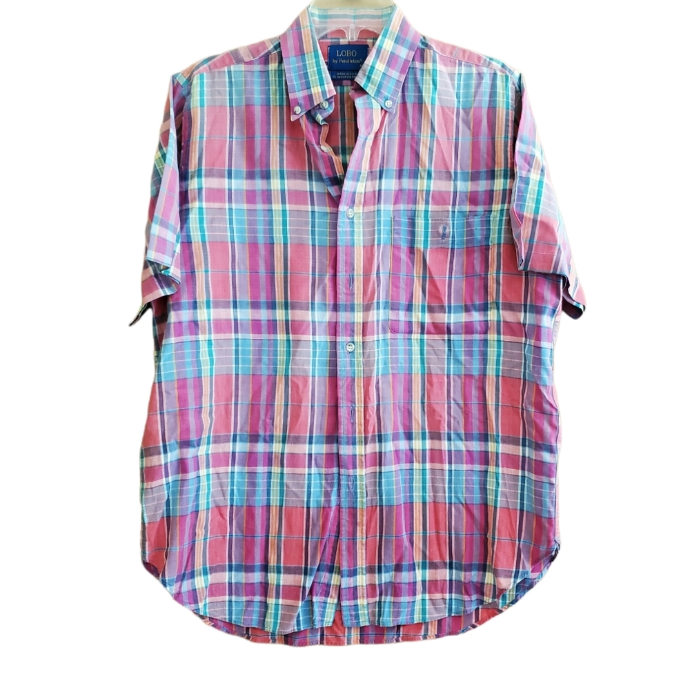 Lobo By Pendleton Collared Button Down Plaid Madr… - image 1